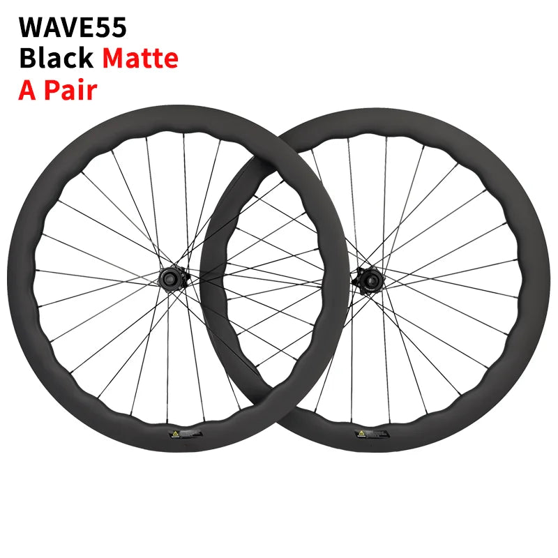 700C Road Carbon Wheelset 55mm Rim Depth Disc Brake Lightweight Racing Wheels for Road Bikes