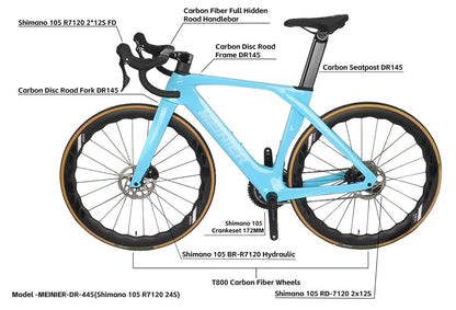 High Qulity Carbon Fiber Road Bike T47 Bottom Bracket 47/50/52/54/56/58cm Disc Carbon  Racing Bike for Men and Women