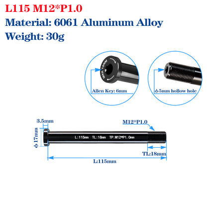 M12/M15 Bike Frame Thru Axle Skewers For MTB Road Bike Frame 142/148x12mm Rear Spacing Aluminum Alloy Thru Axle Skewers Gravel Full Suspension MTB Carbon Fork 100/110x15mm Quick Release Shaft Bicycle Parts