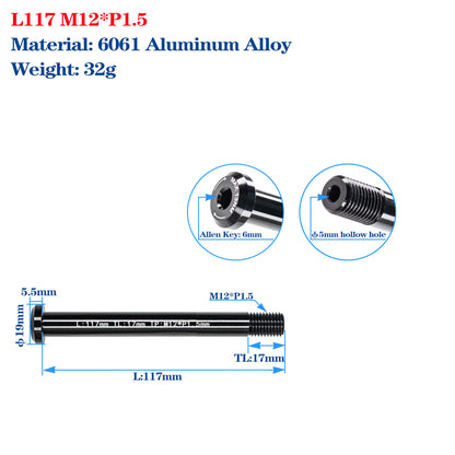 M12/M15 Bike Frame Thru Axle Skewers For MTB Road Bike Frame 142/148x12mm Rear Spacing Aluminum Alloy Thru Axle Skewers Gravel Full Suspension MTB Carbon Fork 100/110x15mm Quick Release Shaft Bicycle Parts