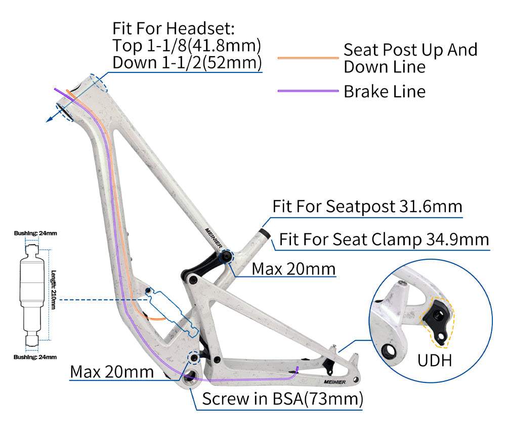 Full Suspension Frame Boost 148x12mm UDH BSA Carbon Mountain Bike Frame Disc Brake MTB Frame Carbon 29er
