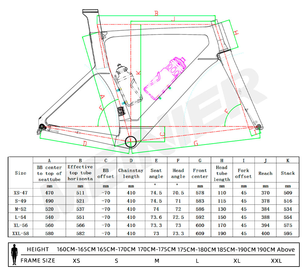 Road Carbon Frameset 700C Racing Bike Frame with 142x12mm Hub Disc Brake Lightweight Aero Design