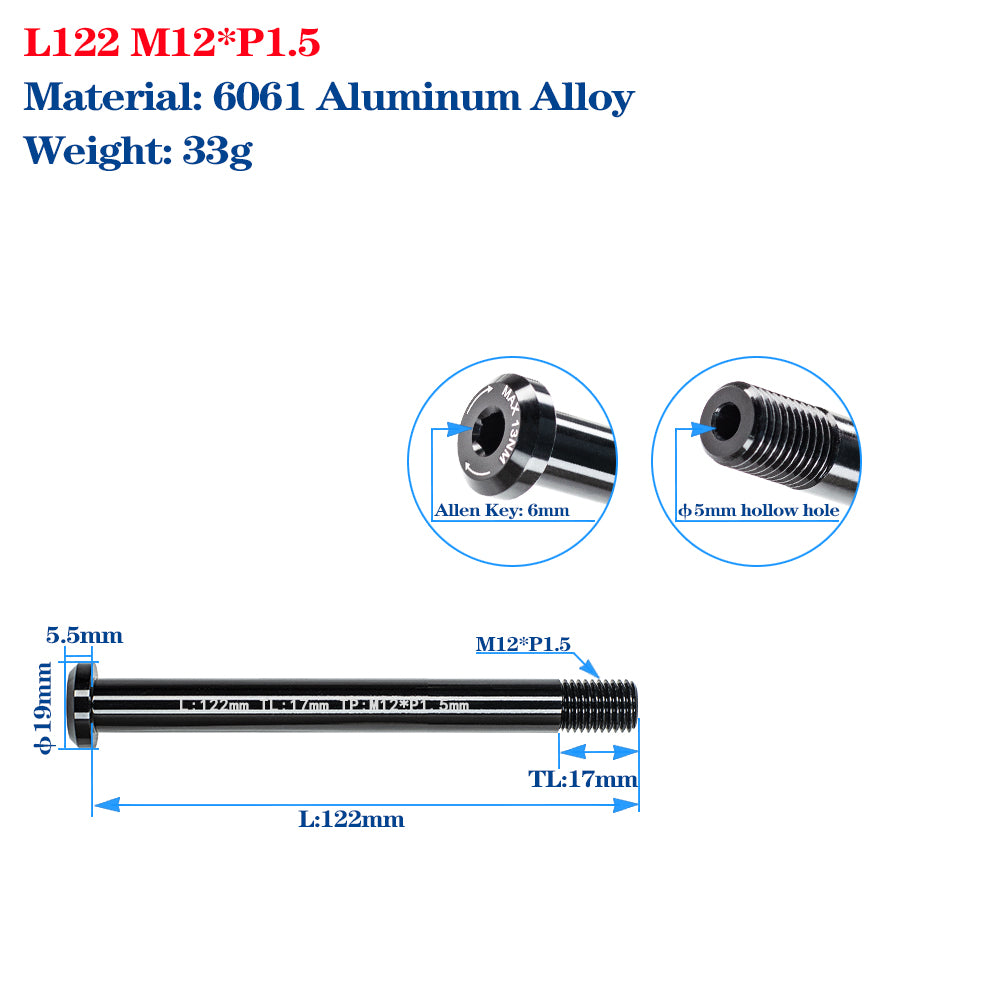 M12/M15 Bike Frame Thru Axle Skewers For MTB Road Bike Frame 142/148x12mm Rear Spacing Aluminum Alloy Thru Axle Skewers Gravel Full Suspension MTB Carbon Fork 100/110x15mm Quick Release Shaft Bicycle Parts