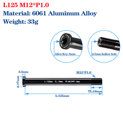 M12/M15 Bike Frame Thru Axle Skewers For MTB Road Bike Frame 142/148x12mm Rear Spacing Aluminum Alloy Thru Axle Skewers Gravel Full Suspension MTB Carbon Fork 100/110x15mm Quick Release Shaft Bicycle Parts