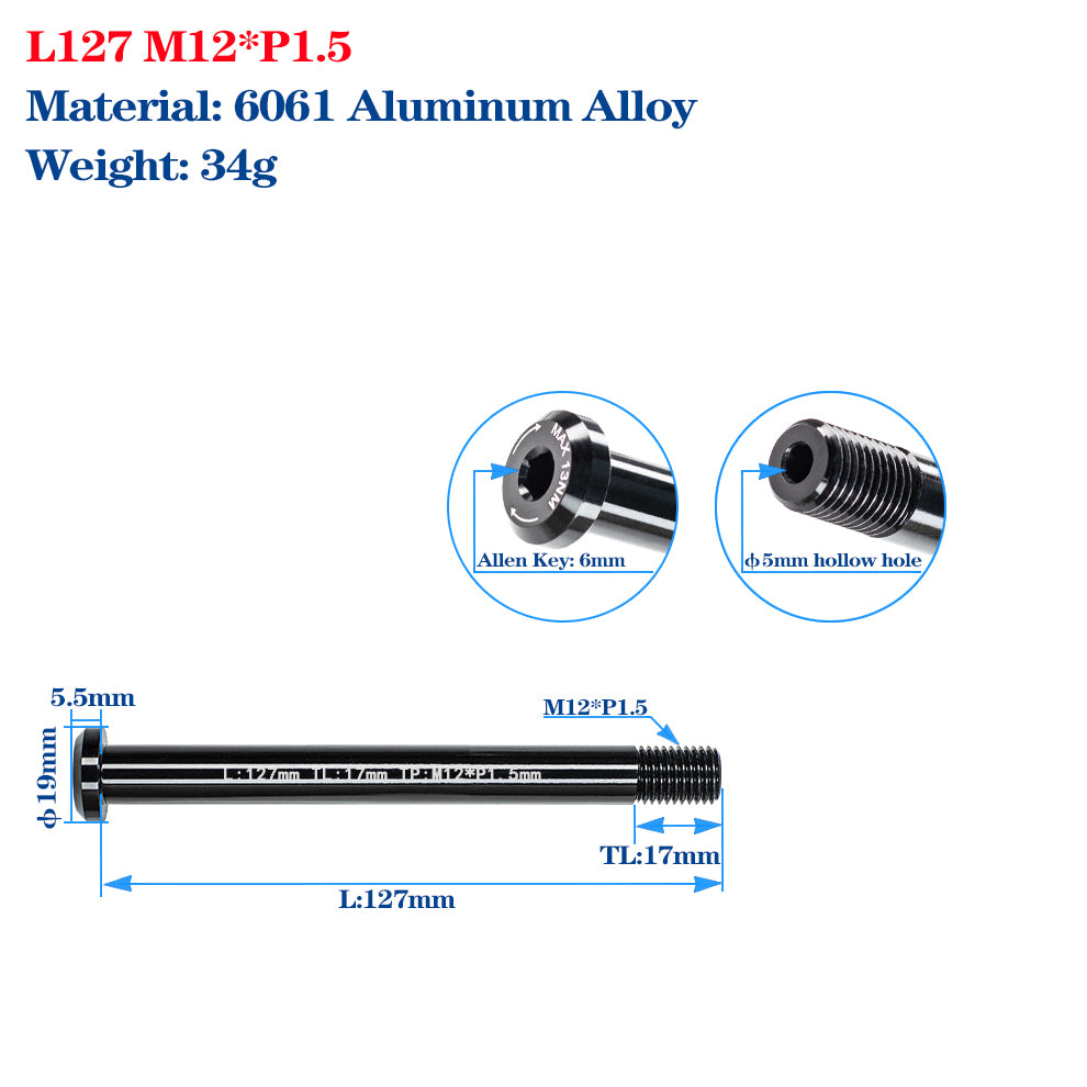M12*P1.5 Thru Axle Skewers for Road Bike Frame Fork Thru Axle Quick Release Shaft Carbon MTB Frame Skewer Nut Bike Accessories