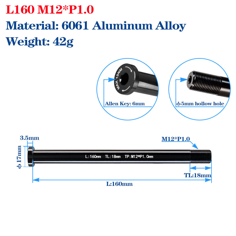 M12/M15 Bike Frame Thru Axle Skewers For MTB Road Bike Frame 142/148x12mm Rear Spacing Aluminum Alloy Thru Axle Skewers Gravel Full Suspension MTB Carbon Fork 100/110x15mm Quick Release Shaft Bicycle Parts