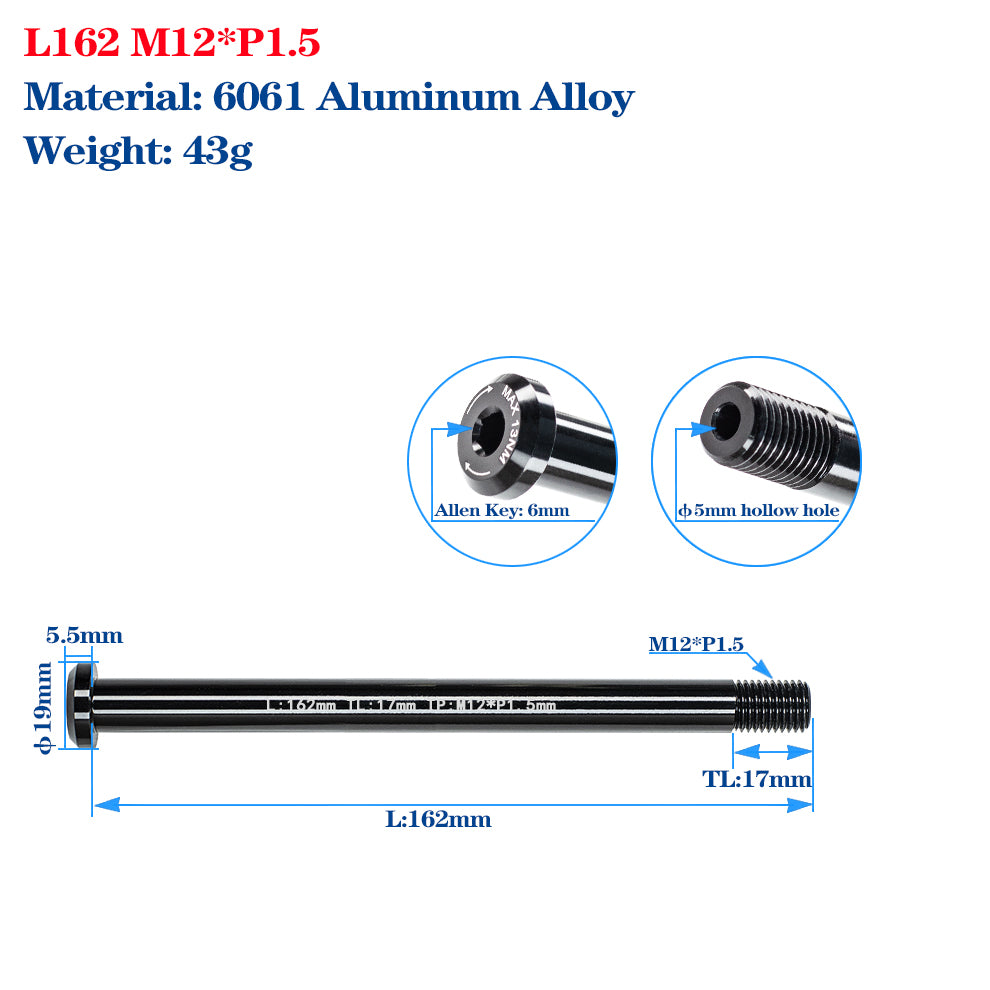 M12/M15 Bike Frame Thru Axle Skewers For MTB Road Bike Frame 142/148x12mm Rear Spacing Aluminum Alloy Thru Axle Skewers Gravel Full Suspension MTB Carbon Fork 100/110x15mm Quick Release Shaft Bicycle Parts