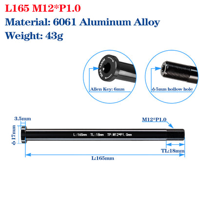 P1.0*M12 Bike Fork Frame Thru Axle Skewers 12mm Bicycle Wheel Hub Quick Release Skewers MTB Road Thru Axle Shaft Nuts Bike Parts