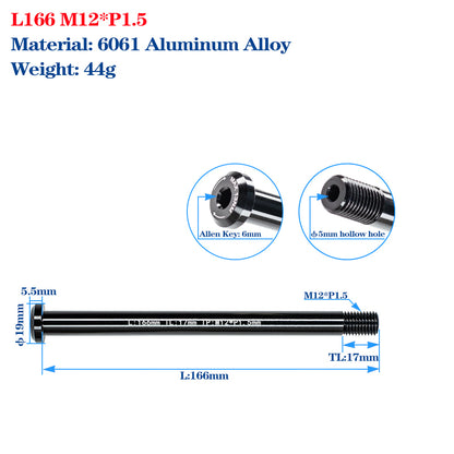 M12/M15 Bike Frame Thru Axle Skewers For MTB Road Bike Frame 142/148x12mm Rear Spacing Aluminum Alloy Thru Axle Skewers Gravel Full Suspension MTB Carbon Fork 100/110x15mm Quick Release Shaft Bicycle Parts