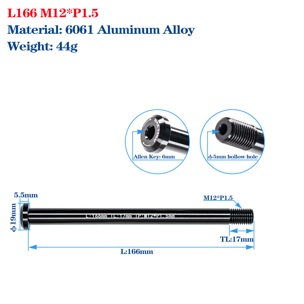 M12*P1.5 Thru Axle Skewers for Road Bike Frame Fork Thru Axle Quick Release Shaft Carbon MTB Frame Skewer Nut Bike Accessories