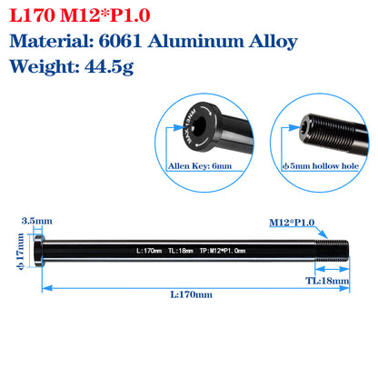 P1.0*M12 Bike Fork Frame Thru Axle Skewers 12mm Bicycle Wheel Hub Quick Release Skewers MTB Road Thru Axle Shaft Nuts Bike Parts