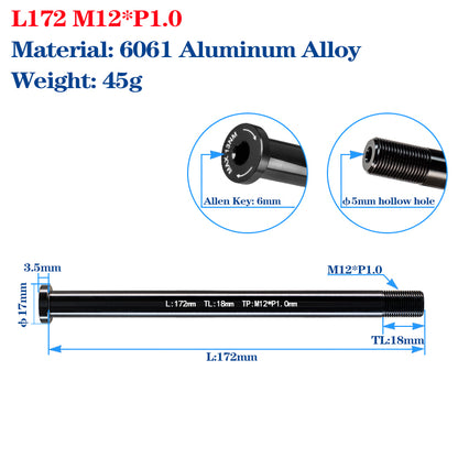 M12/M15 Bike Frame Thru Axle Skewers For MTB Road Bike Frame 142/148x12mm Rear Spacing Aluminum Alloy Thru Axle Skewers Gravel Full Suspension MTB Carbon Fork 100/110x15mm Quick Release Shaft Bicycle Parts