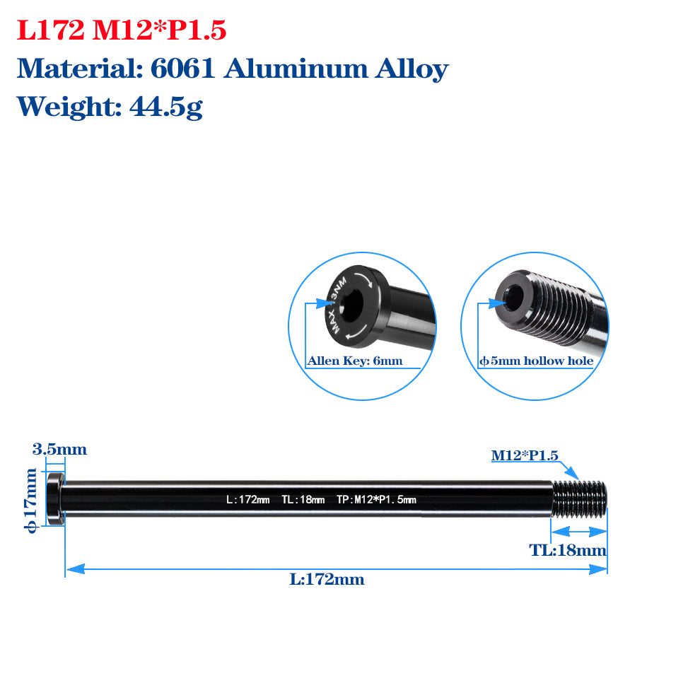 M12*P1.5 Thru Axle Skewers for Road Bike Frame Fork Thru Axle Quick Release Shaft Carbon MTB Frame Skewer Nut Bike Accessories