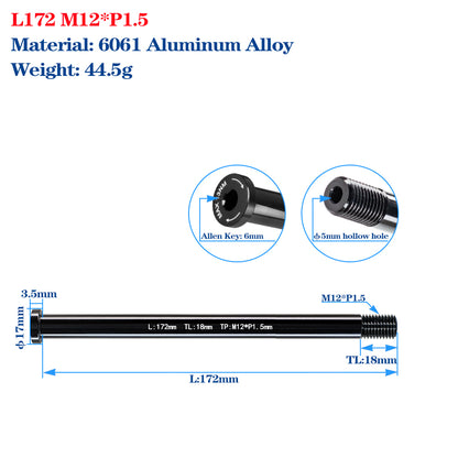 M12*P1.5 Thru Axle Skewers for Road Bike Frame Fork Thru Axle Quick Release Shaft Carbon MTB Frame Skewer Nut Bike Accessories