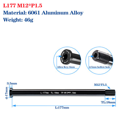 M12/M15 Bike Frame Thru Axle Skewers For MTB Road Bike Frame 142/148x12mm Rear Spacing Aluminum Alloy Thru Axle Skewers Gravel Full Suspension MTB Carbon Fork 100/110x15mm Quick Release Shaft Bicycle Parts
