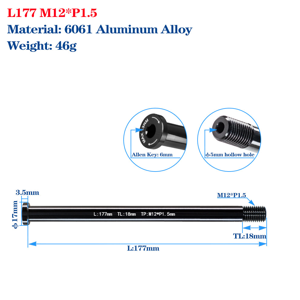 M12*P1.5 Thru Axle Skewers for Road Bike Frame Fork Thru Axle Quick Release Shaft Carbon MTB Frame Skewer Nut Bike Accessories
