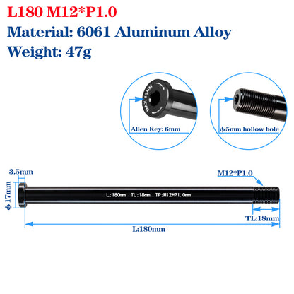 M12/M15 Bike Frame Thru Axle Skewers For MTB Road Bike Frame 142/148x12mm Rear Spacing Aluminum Alloy Thru Axle Skewers Gravel Full Suspension MTB Carbon Fork 100/110x15mm Quick Release Shaft Bicycle Parts