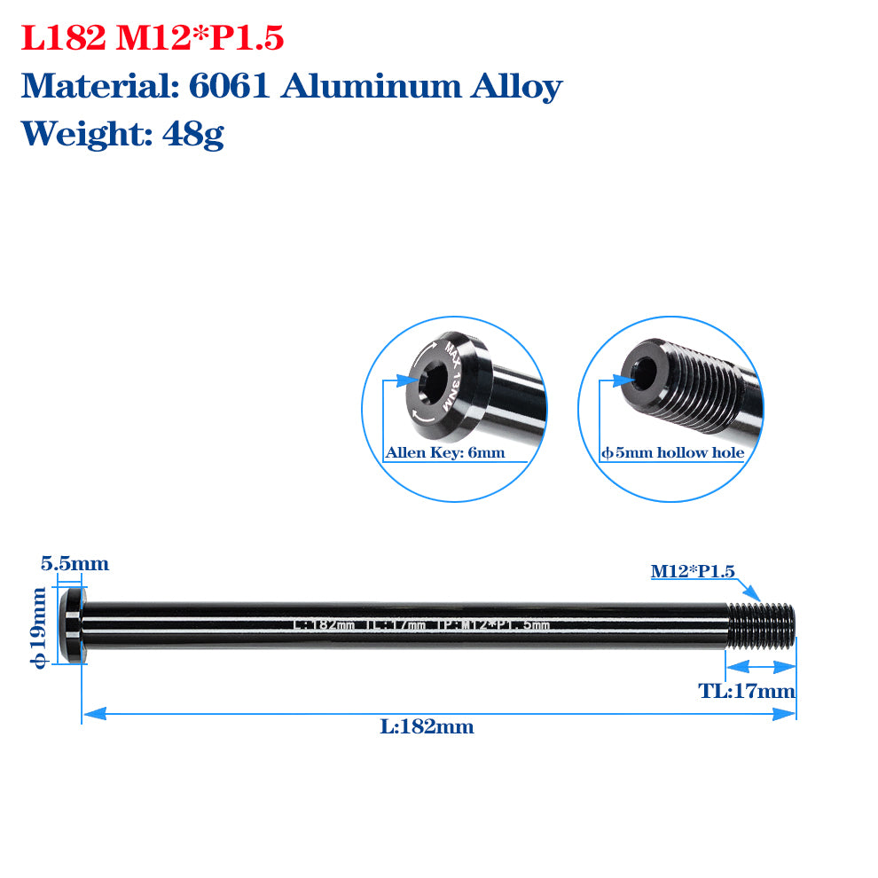 M12/M15 Bike Frame Thru Axle Skewers For MTB Road Bike Frame 142/148x12mm Rear Spacing Aluminum Alloy Thru Axle Skewers Gravel Full Suspension MTB Carbon Fork 100/110x15mm Quick Release Shaft Bicycle Parts