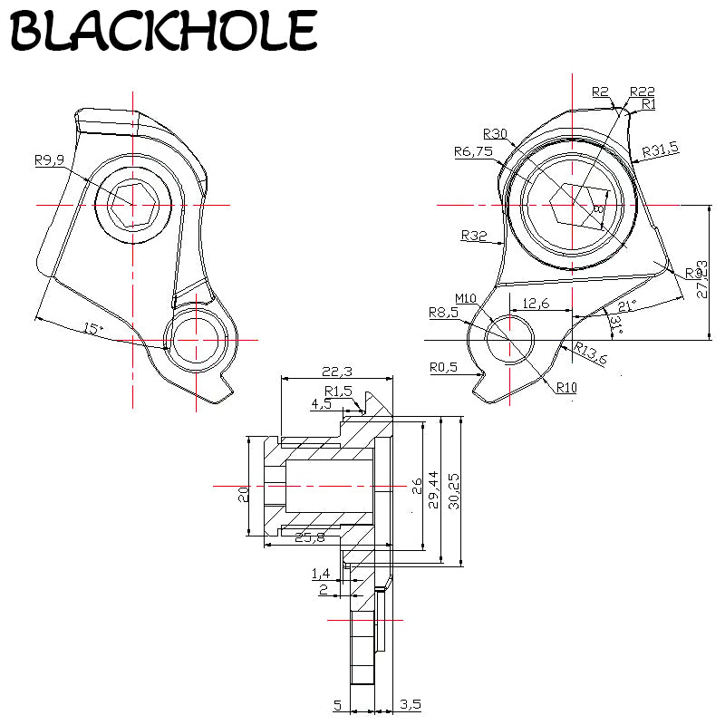 1.0/1.5/1.75 Pitch UDH Rear Hook Bicycle Frame MTB E-Bike Rear Derailleur Hanger Bike Frame Thru Axle Rear Hook Bicycle Parts