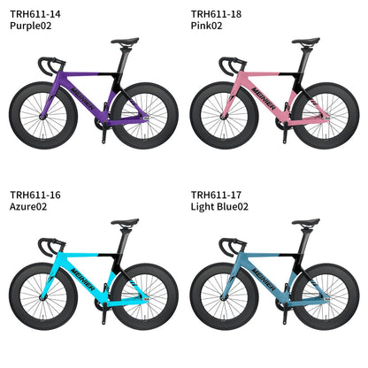 MEINIER 700C Fixed Gear Carbon Track Bike Single Speed Bicycle with Carbon Fiber Wheels 48T Crankeset for Racing