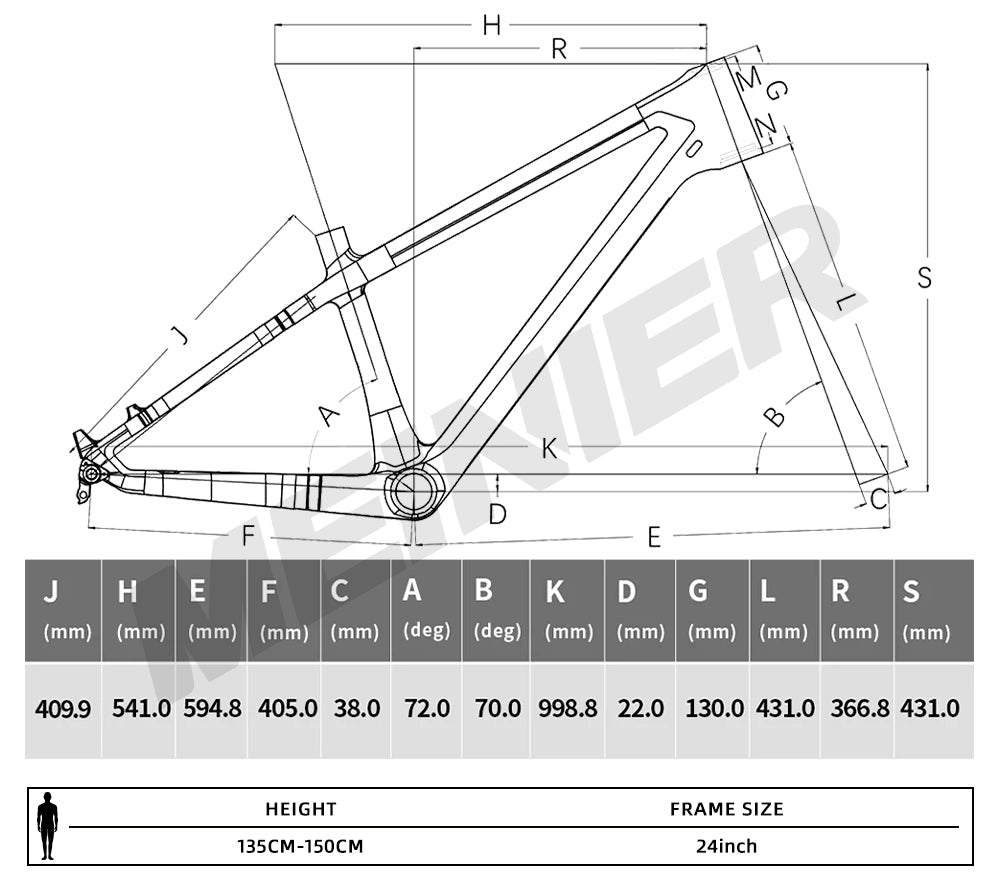 24Inch MTB Frame for Kids Bike Max 2.35Tire 142x12mm Disc Brake Mountain Bike Frame Lightweight