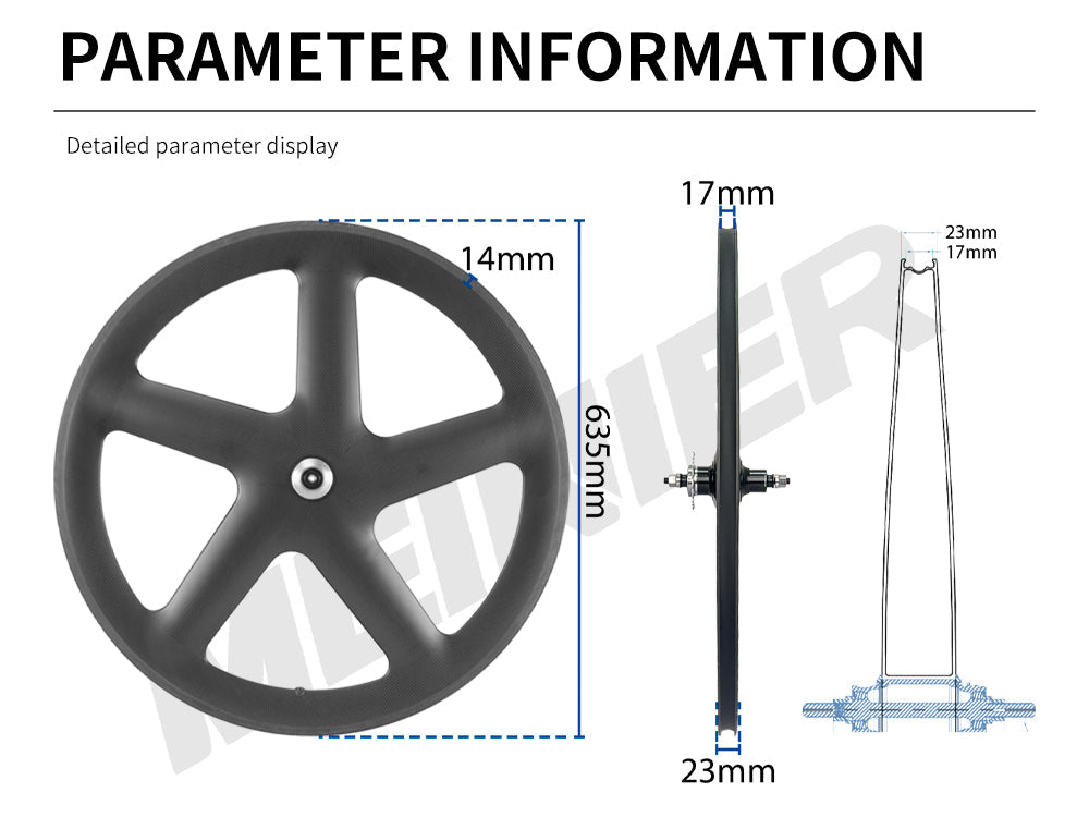 Full Carbon 5 Spoke Track Wheels 3K Matte Glossy Finish for Fixie Gear Bikes