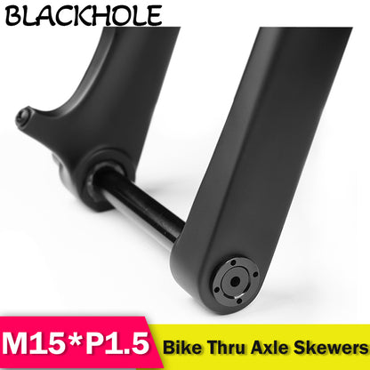 M15*P1.5 MTB Thru Axle Skewers Mountain Bike Fork 15mm Thru Axle Quick Release Shaft Nut Full Suspension Fork Thru Axle Skewers