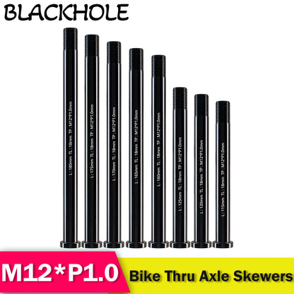 P1.0*M12 Bike Fork Frame Thru Axle Skewers 12mm Bicycle Wheel Hub Quick Release Skewers MTB Road Thru Axle Shaft Nuts Bike Parts