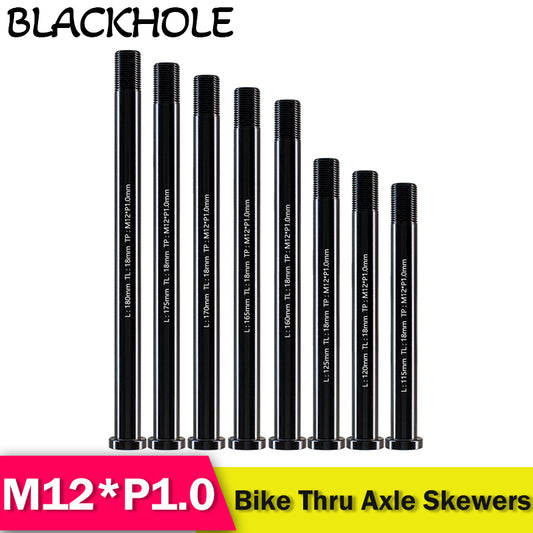P1.0*M12 Bike Fork Frame Thru Axle Skewers 12mm Bicycle Wheel Hub Quick Release Skewers MTB Road Thru Axle Shaft Nuts Bike Parts