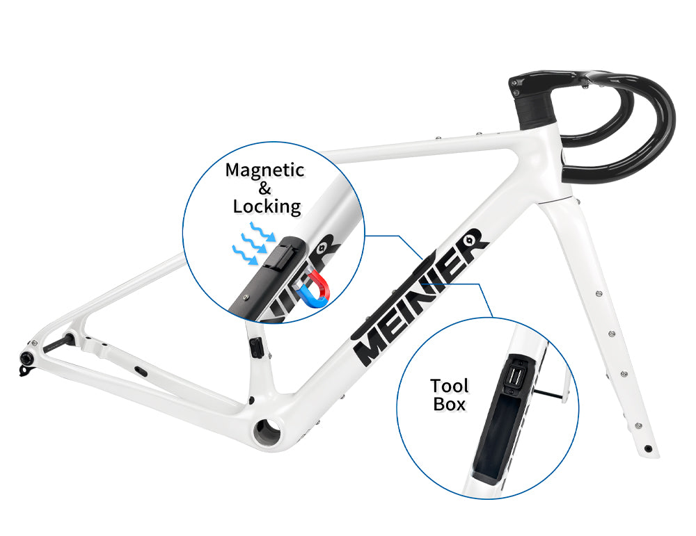 Carbon Gravel Frameset with Integrated Handlebar Lightweight Road Bike Frame Set Upgraded Tool Box UDH