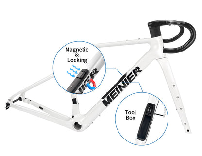 Carbon Gravel Frameset with Integrated Handlebar Lightweight Road Bike Frame Set Upgraded Tool Box UDH