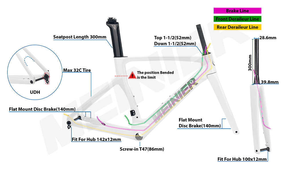 Upgraded DS-118 Lightweight Carbon Fiber Road Bike Frame UDH Hanger Disc Brake Racing Bike Frame