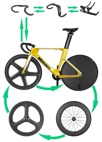 Full Carbon 5 Spoke Track Wheels 3K Matte Glossy Finish for Fixie Gear Bikes
