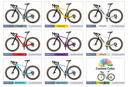 2x11Speed Gravel Road Bike with Carbon Fiber 12°Drop Handlebar Carbon Gravel Bike Internal Cable Routing