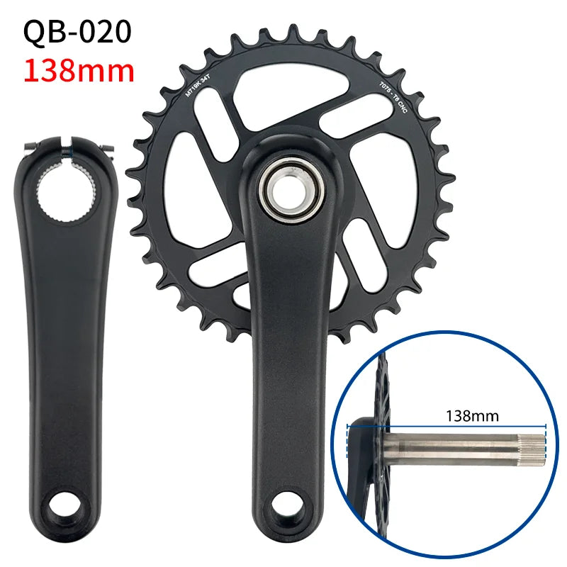 MTB Crankset 34T 7075 Alloy 138mm 143mm for Childrens 20er Bike Durable Bicycle Crank