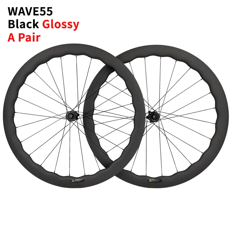 700C Road Carbon Wheelset 55mm Rim Depth Disc Brake Lightweight Racing Wheels for Road Bikes