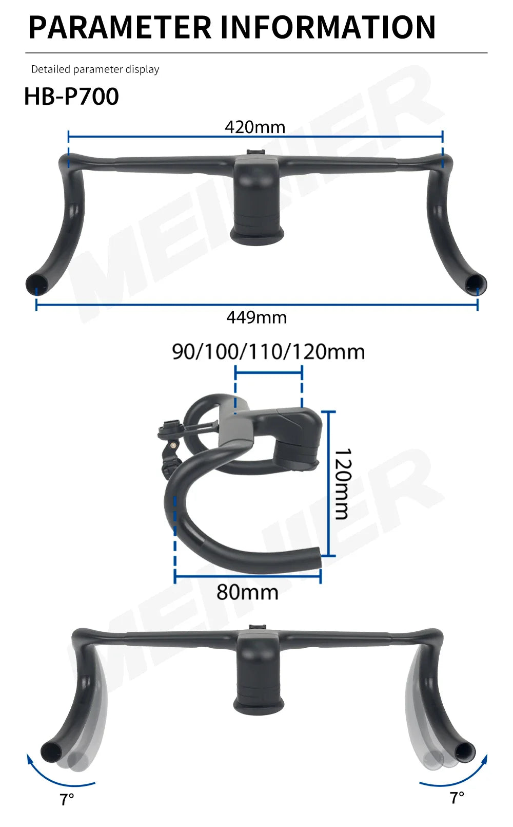 Road Bike Carbon Handlebar 420x90/100/110/120mm Integrated Handlebar Fully Hidden Cabel