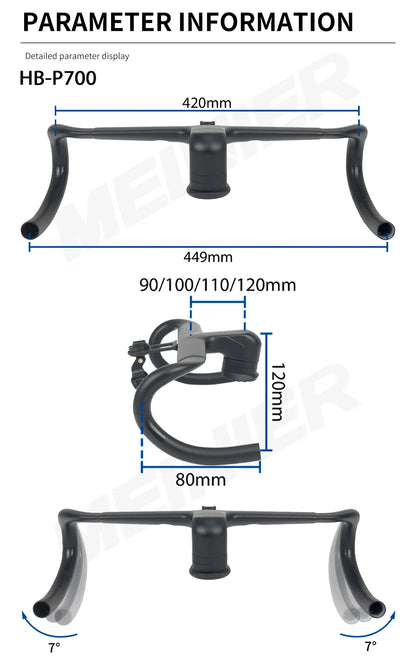 Road Bike Carbon Handlebar 420x90/100/110/120mm Integrated Handlebar Fully Hidden Cabel