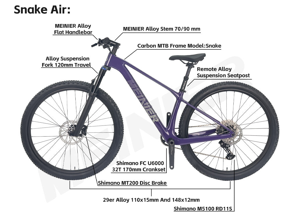 New 29inch Carbon Fiber Mountain Bike Disc Brake with Alloy Suspension Front Fork Mtb Bike 11Speed