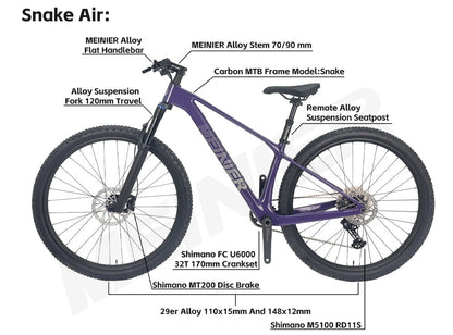 New 29inch Carbon Fiber Mountain Bike Disc Brake with Alloy Suspension Front Fork Mtb Bike 11Speed
