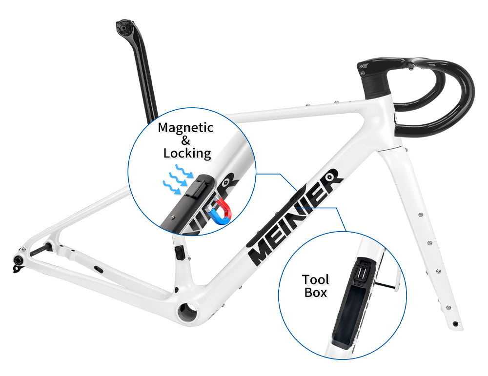Carbon Gravel Frame UDH 142x12mm Axle Disc Brake Cyclocross Frameset with Tool Box