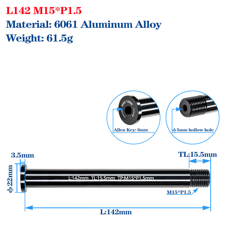 M12/M15 Bike Frame Thru Axle Skewers For MTB Road Bike Frame 142/148x12mm Rear Spacing Aluminum Alloy Thru Axle Skewers Gravel Full Suspension MTB Carbon Fork 100/110x15mm Quick Release Shaft Bicycle Parts