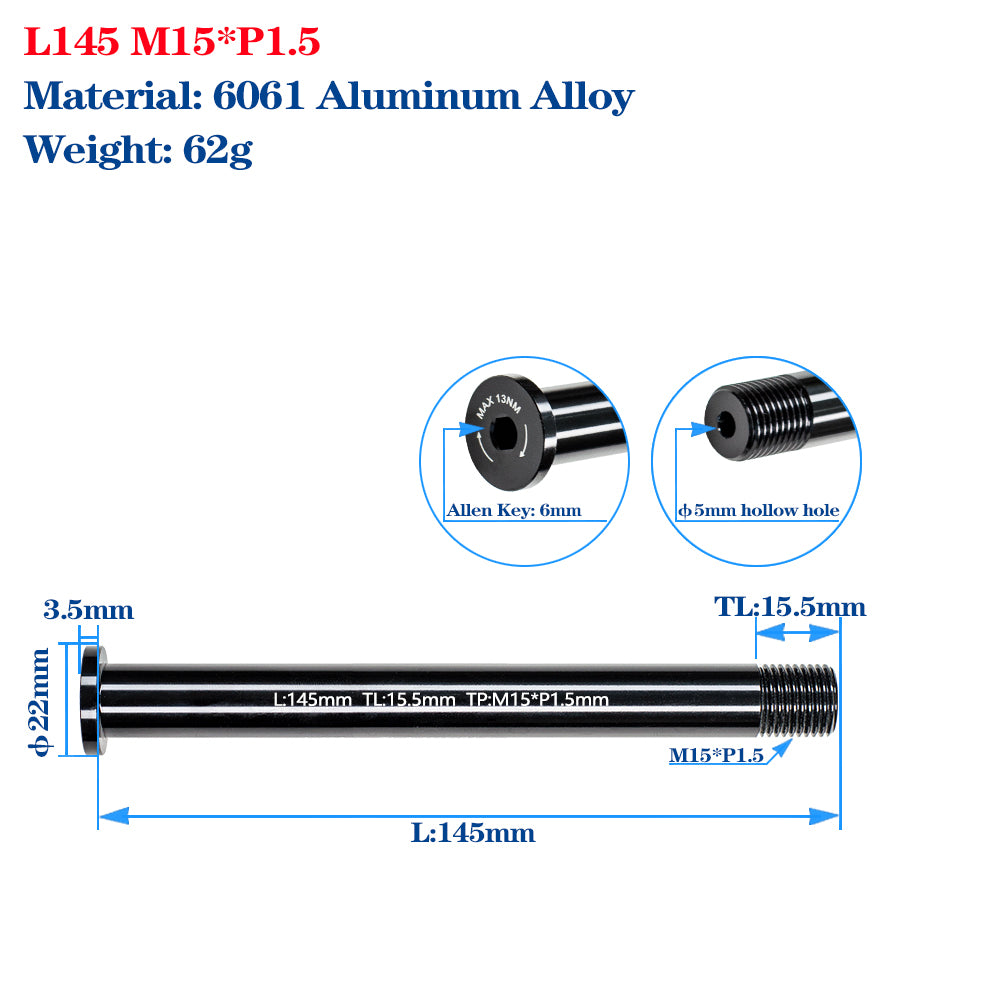 M12/M15 Bike Frame Thru Axle Skewers For MTB Road Bike Frame 142/148x12mm Rear Spacing Aluminum Alloy Thru Axle Skewers Gravel Full Suspension MTB Carbon Fork 100/110x15mm Quick Release Shaft Bicycle Parts