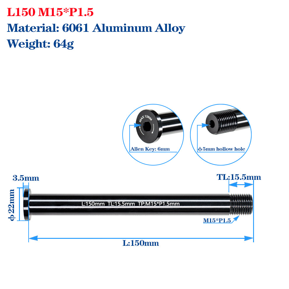 M12/M15 Bike Frame Thru Axle Skewers For MTB Road Bike Frame 142/148x12mm Rear Spacing Aluminum Alloy Thru Axle Skewers Gravel Full Suspension MTB Carbon Fork 100/110x15mm Quick Release Shaft Bicycle Parts