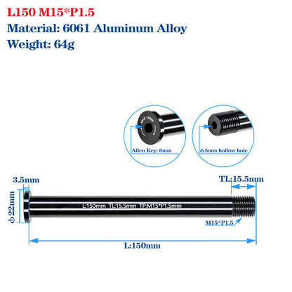 M12/M15 Bike Frame Thru Axle Skewers For MTB Road Bike Frame 142/148x12mm Rear Spacing Aluminum Alloy Thru Axle Skewers Gravel Full Suspension MTB Carbon Fork 100/110x15mm Quick Release Shaft Bicycle Parts