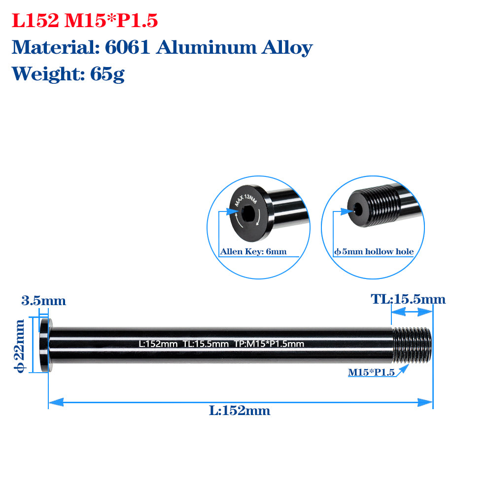 M12/M15 Bike Frame Thru Axle Skewers For MTB Road Bike Frame 142/148x12mm Rear Spacing Aluminum Alloy Thru Axle Skewers Gravel Full Suspension MTB Carbon Fork 100/110x15mm Quick Release Shaft Bicycle Parts