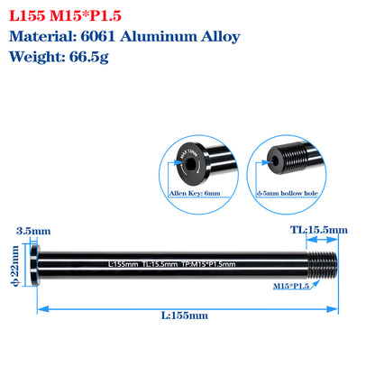 M12/M15 Bike Frame Thru Axle Skewers For MTB Road Bike Frame 142/148x12mm Rear Spacing Aluminum Alloy Thru Axle Skewers Gravel Full Suspension MTB Carbon Fork 100/110x15mm Quick Release Shaft Bicycle Parts