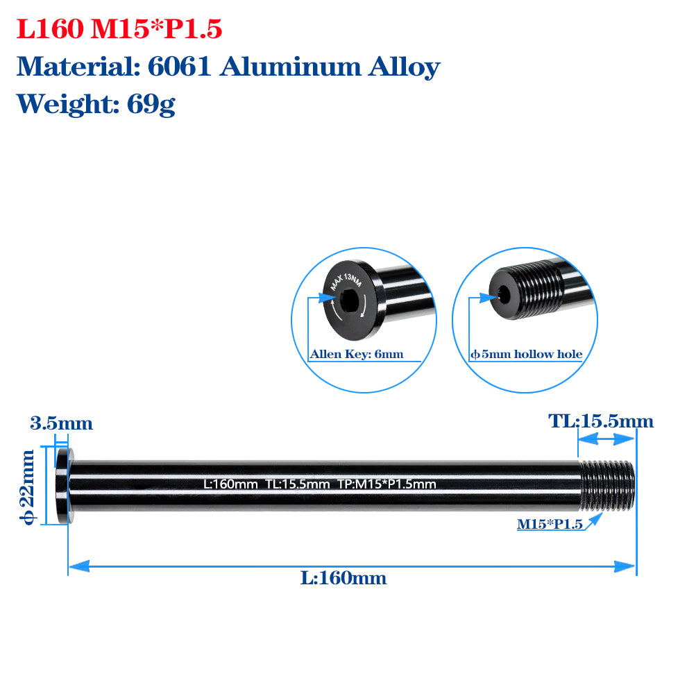 M12/M15 Bike Frame Thru Axle Skewers For MTB Road Bike Frame 142/148x12mm Rear Spacing Aluminum Alloy Thru Axle Skewers Gravel Full Suspension MTB Carbon Fork 100/110x15mm Quick Release Shaft Bicycle Parts