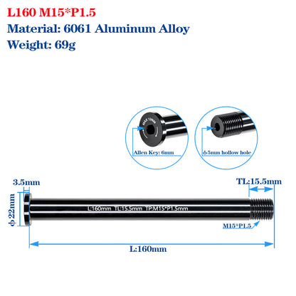 M12/M15 Bike Frame Thru Axle Skewers For MTB Road Bike Frame 142/148x12mm Rear Spacing Aluminum Alloy Thru Axle Skewers Gravel Full Suspension MTB Carbon Fork 100/110x15mm Quick Release Shaft Bicycle Parts