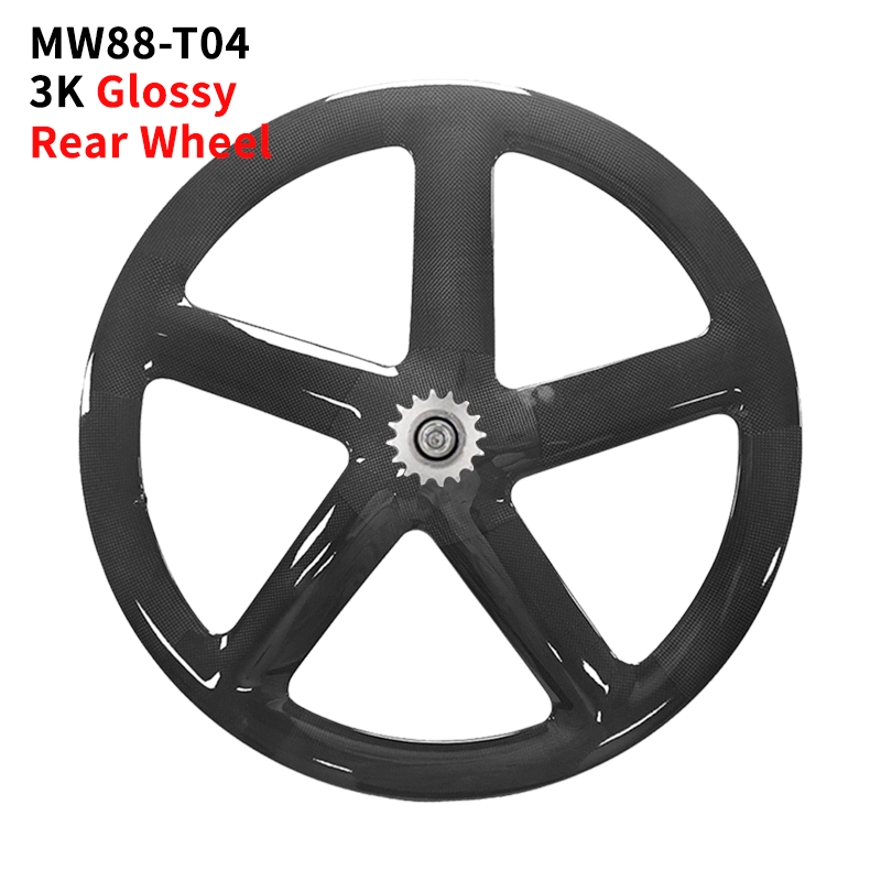 Full Carbon 5 Spoke Track Wheels 3K Matte Glossy Finish for Fixie Gear Bikes